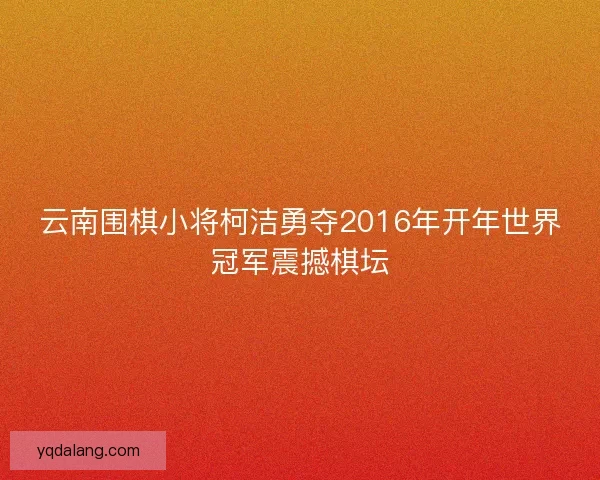 云南围棋小将柯洁勇夺2016年开年世界冠军震撼棋坛