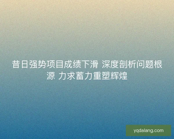 昔日强势项目成绩下滑 深度剖析问题根源 力求蓄力重塑辉煌