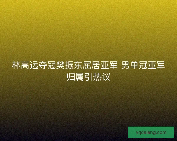 林高远夺冠樊振东屈居亚军 男单冠亚军归属引热议 林高远夺冠樊振东屈居亚军 男单冠亚军归属引热议